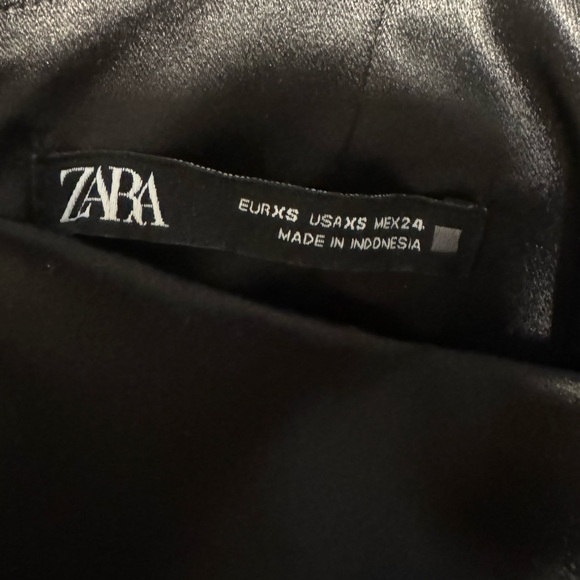 ZARA | Black Satin Mini Dress | Size Xs - Picture 4 of 4